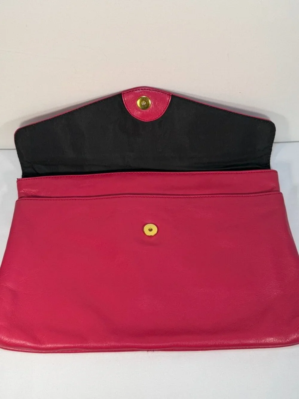 Vintage TONI 80s Pink Leather Clutch Handbag